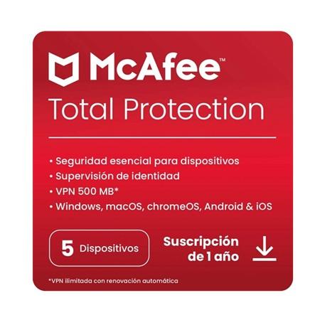 LICENCIA ANTIVIRUS MCAFEE 5 DISPOSITIVOS 1 AÑO