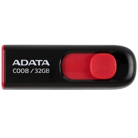 MEMORIA USB ADATA 32GB 2.0 AC008-32G-RKD RETRACTIL BLACK/RED