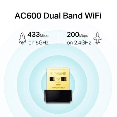 ADAPTADOR TP-LINK USB AC600 NANO WIFI ARCHER T2U
