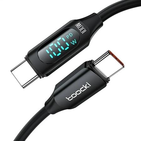 CABLE CON PANTALLA DIGITAL TIPO C A TIPO C TOOCKI 100W  BLACK TQ-X55