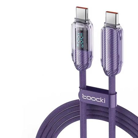 CABLE CON PANTALLA DIGITAL TIPO C A TIPO C TOOCKI 100W PD100W PURPLE TXCTT1-YX105