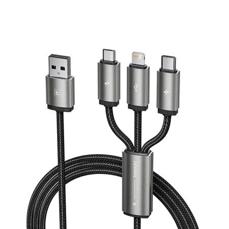 CABLE TOOCKI 3 EN 1 TIPO C-MICRO USB-LIGHTING  TXCLCM-BL0G