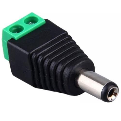 CONECTOR DE ALIMENTACION JR-52 TIPO JACK DE 3.5 MM MACHO POLARIZADO DE 12 VCD CON TERMINALES DE TORNILLOS.