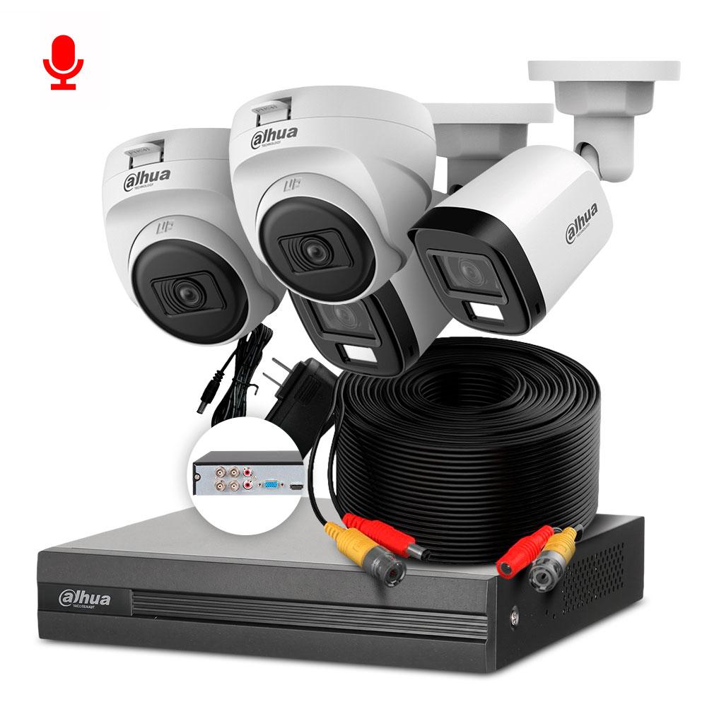 KIT DE CAMARAS DAHUA DH-XVR1B04-I FULL HD/4 CAMARAS+DVR+ACCESORIOS+AUDIO(NO HDD)
