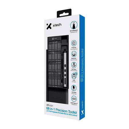 KIT DE HERRAMIENTAS DE PRECISION 68 EN 1 CON DESARMADOR ELECTRICO XTECH XTA-821
