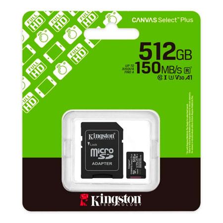 MEMORIA MICRO SD KINGSTON 512GB CANVAS SELECT PLUS SDCS3/512GB
