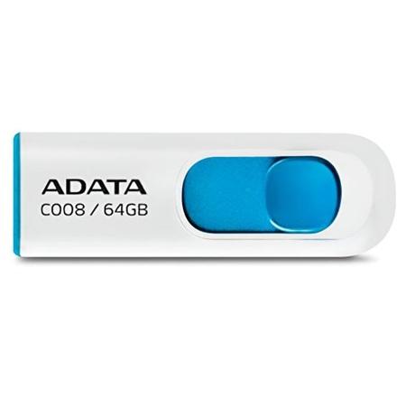MEMORIA USB ADATA 64GB 2.0 AC008-64G-RWE RETRACTIL WHITE/BLUE